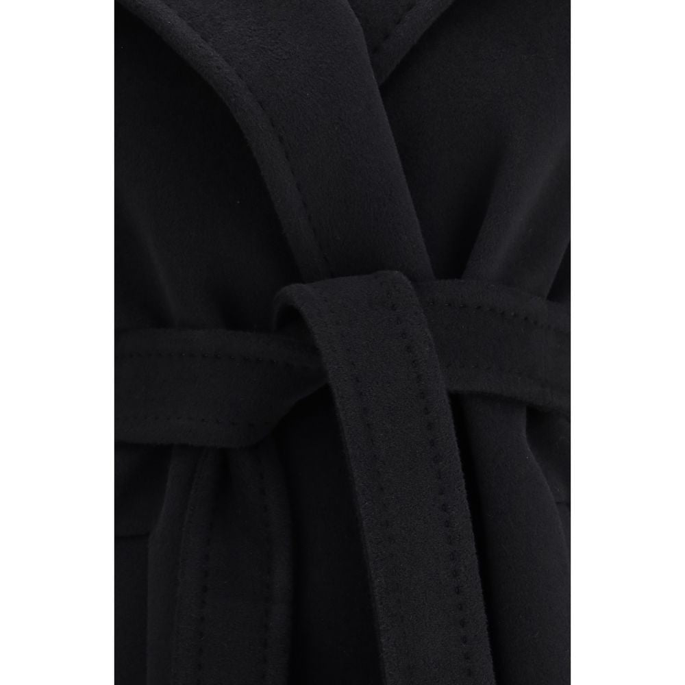Max Mara Black Fleece Wool Coat