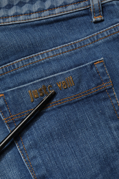 Just Cavalli Blue Washed Mid Waist Skinny Denim Trouser Jeans