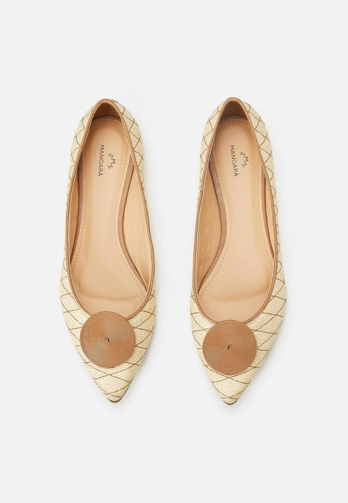 Mangará Atelier Beige Raffia Ballerina Flats With Textured Detail – Women’S Summer Shoes