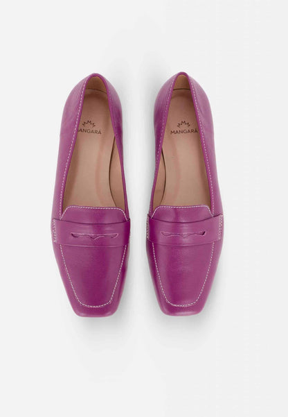Mangará Atelier Purple Leather Flats Cipó – Women’S Square-Toe Loafers