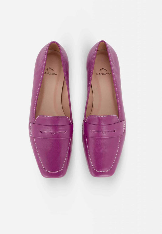 Mangará Atelier Purple Leather Flats Cipó – Women’S Square-Toe Loafers