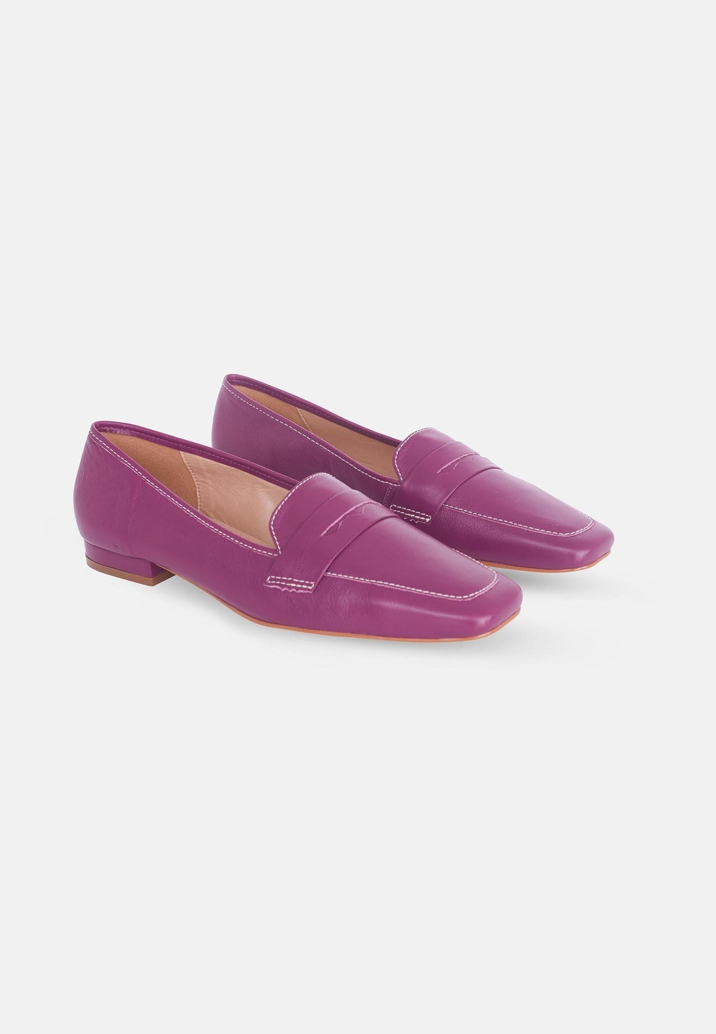 Mangará Atelier Purple Leather Flats Cipó – Women’S Square-Toe Loafers