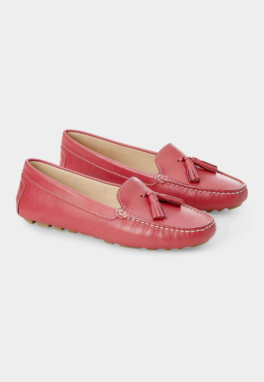 Mangará Atelier PINK Calf Leather Loafers – Women’S Driving Moccasins With Tassel Detail