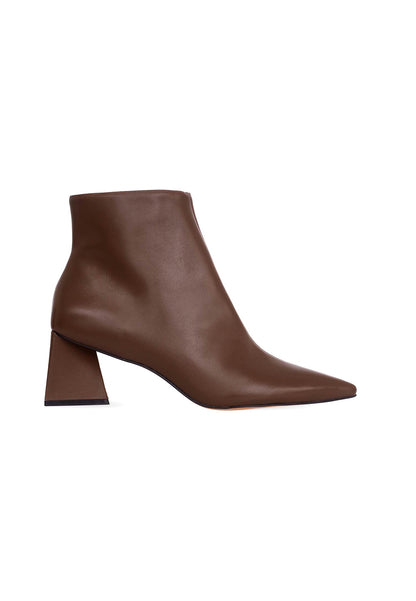 Mangará Atelier Brown Sheepskin Leather Ankle Boots Mabea – Women’S Pointed-Toe Block Heel