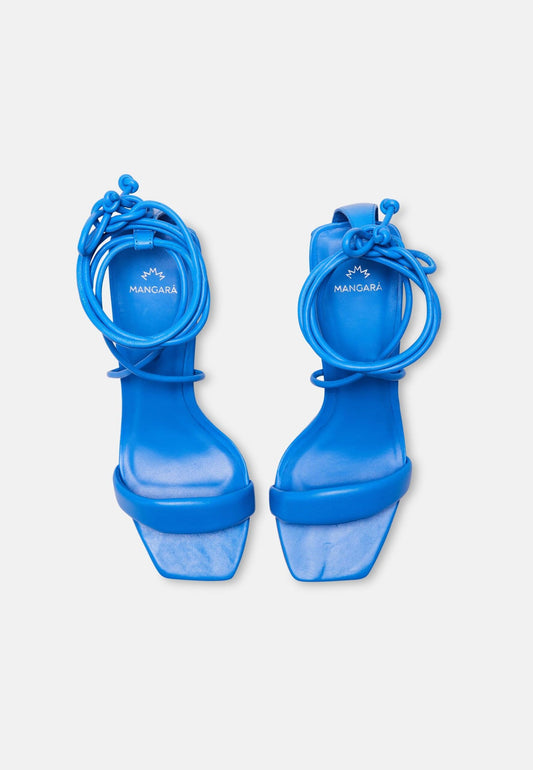 Mangará Atelier Blue Calf Leather Sandals CaúNa – Women’S Strappy 6.5 Cm Block Heel Wrap Design