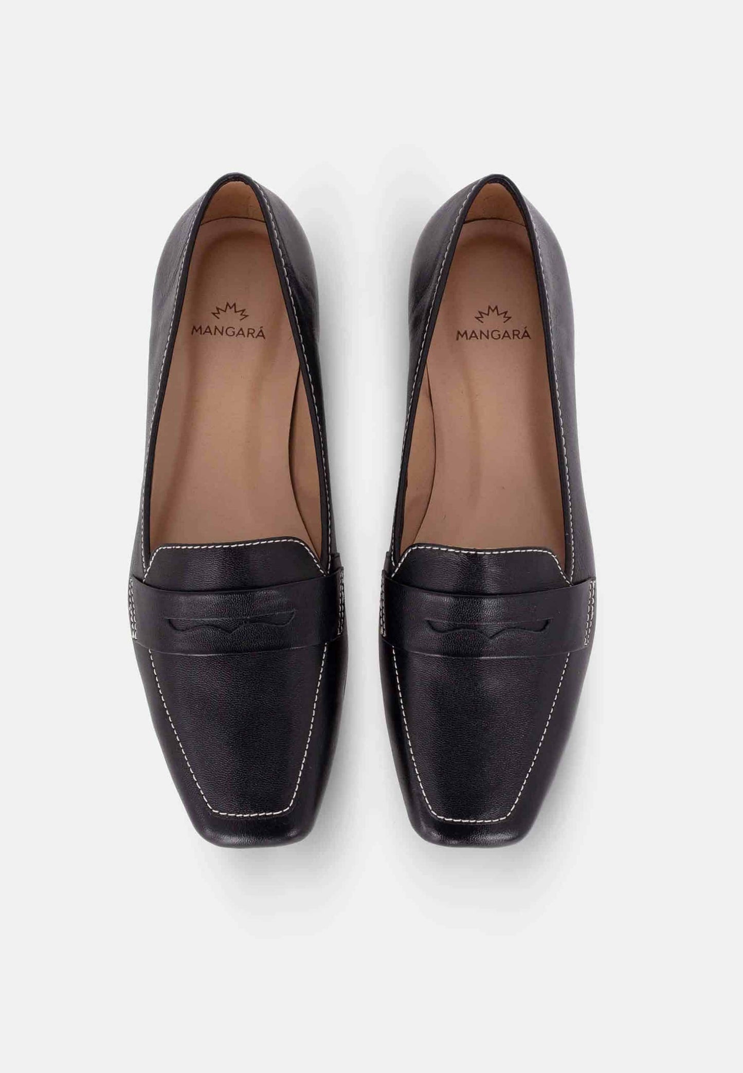 Mangará Atelier Black Leather Flats Cipó – Women’S Square-Toe Loafers