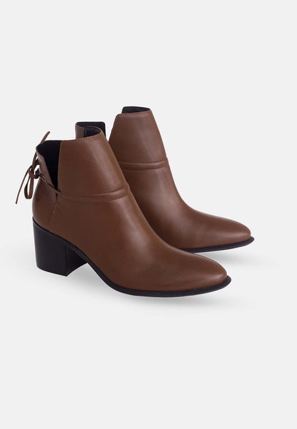 Mangará Atelier Brown Leather Ankle Boots Attalea – Women’S Block Heel Booties