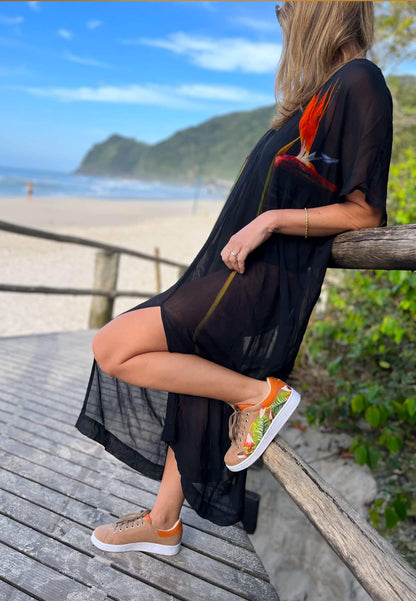 Mangará Atelier Floral Embroidered Suede Sneakers For Women