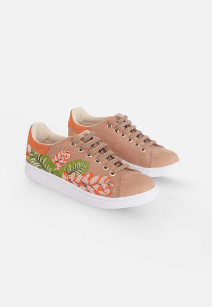 Mangará Atelier Floral Embroidered Suede Sneakers For Women
