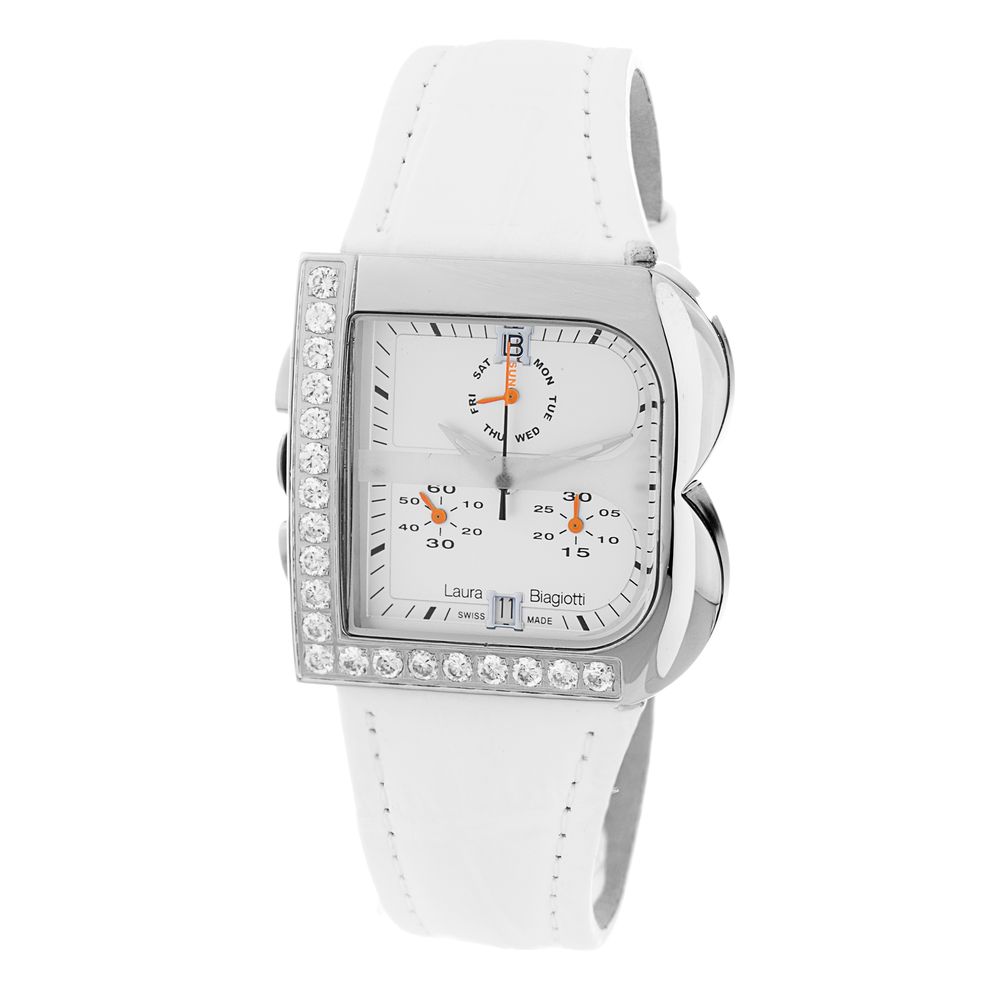 Laura Biagiotti White Leather Dress Watch