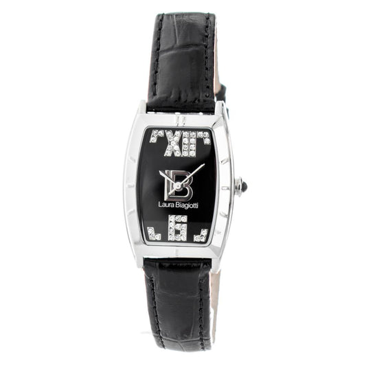 Laura Biagiotti Black Leather Dress Watch