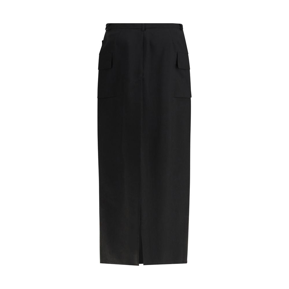 Rick Owens Black Fleece Wool Midi Skirt