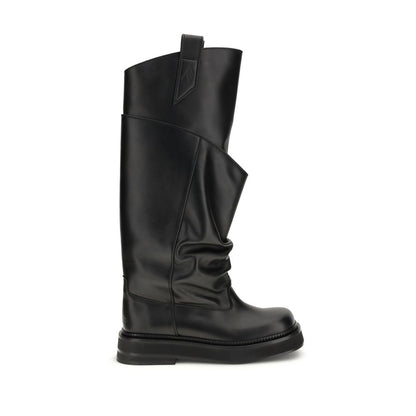 The Attico Black Calf Leather Bos Taurus Boots