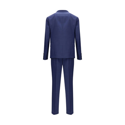 Brunello Cucinelli Blue Fleece Wool Two-Piece Suit
