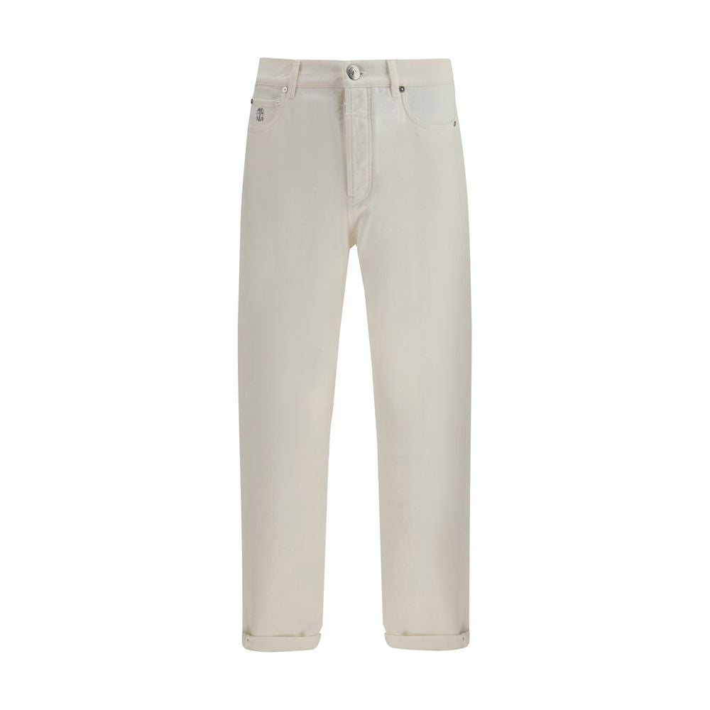 Brunello Cucinelli White Cotton Straight-Leg Jeans