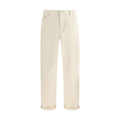 Brunello Cucinelli White Cotton High-Waisted Jean