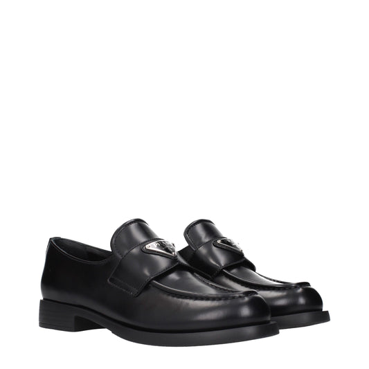 Prada Black Leather Slip-On Loafers