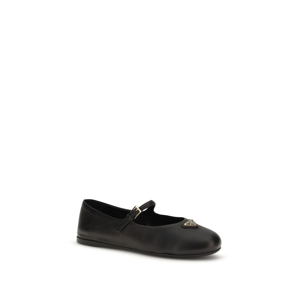 Prada Black Lamb Ovis Aries Aries Ballet Flats