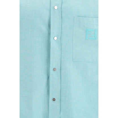Fendi Light Blue Cotton Dress Shirt