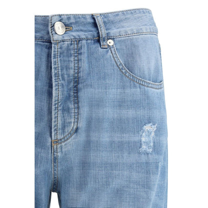 Brunello Cucinelli Light Blue Cotton Relaxed Fit Jeans